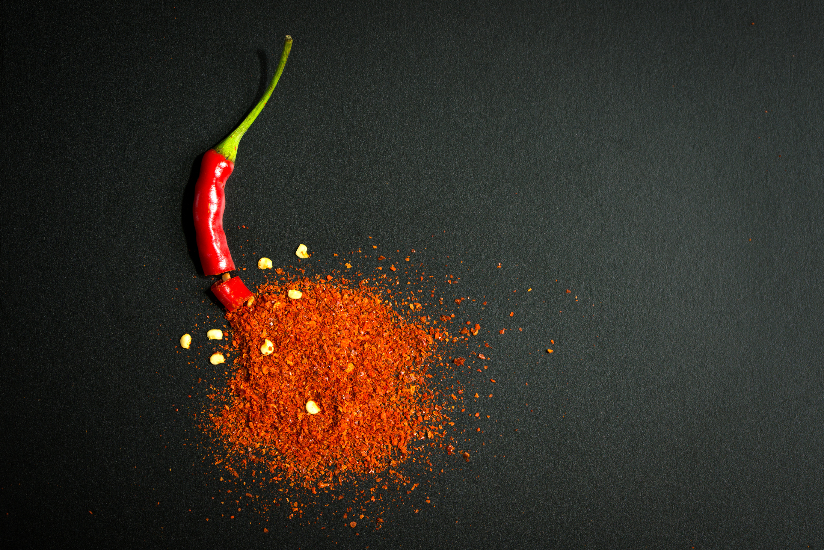 Red chili pepper and chili flakes